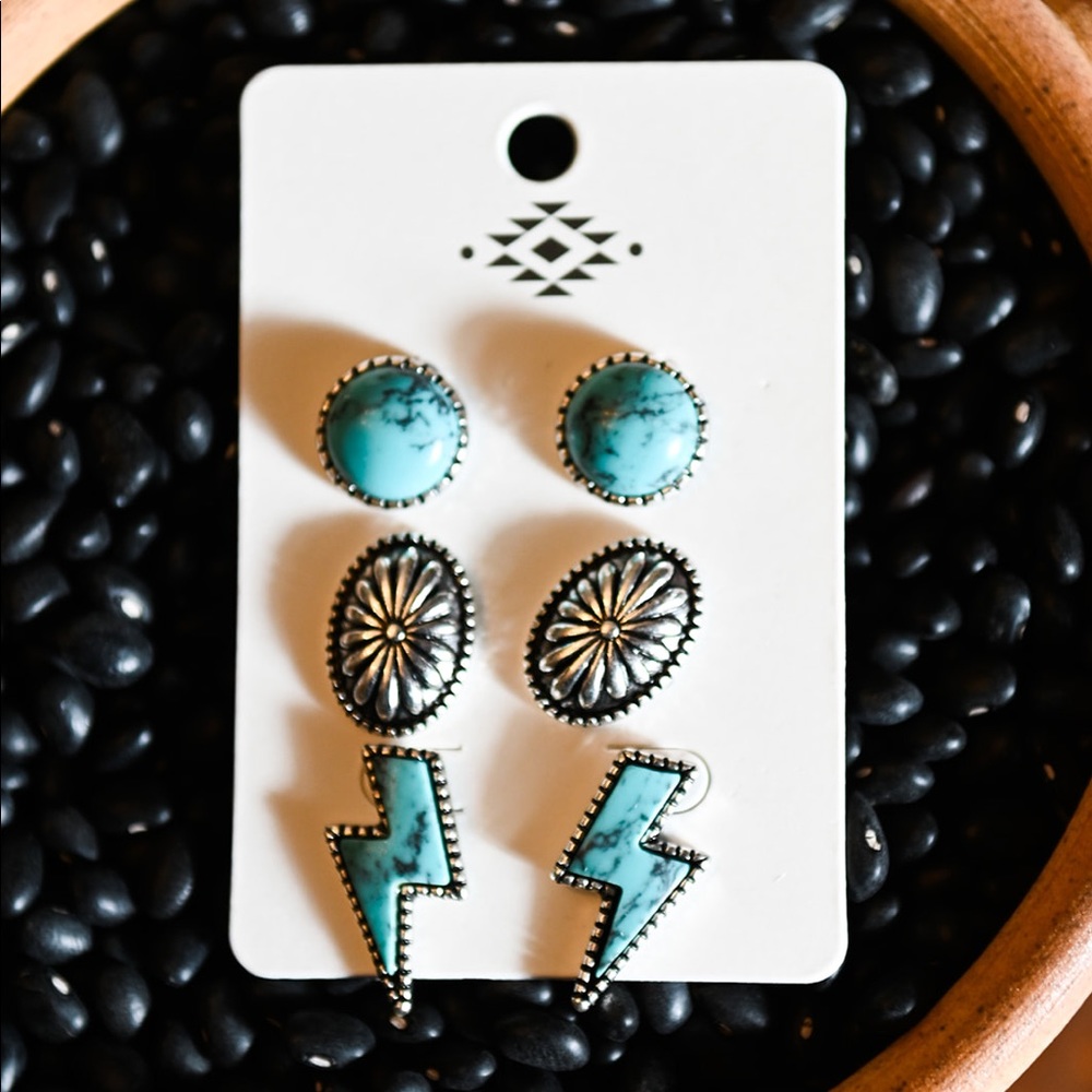 Aztec turquoise studs